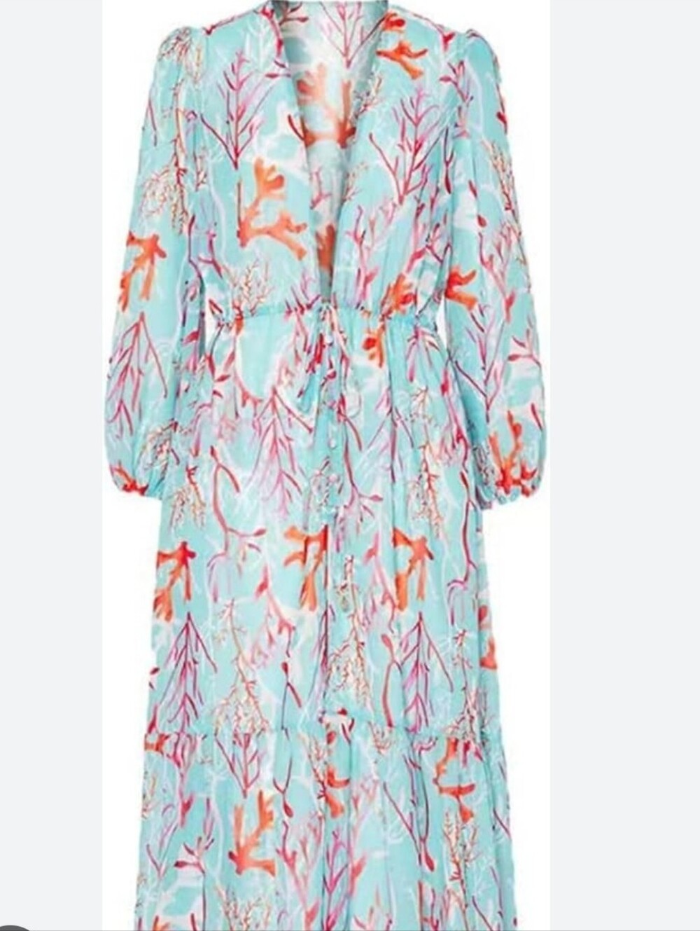 NWOT Milly Cabana "Wynona" Coral Print Wrap Cover Up Sun Dress Sundress L $249